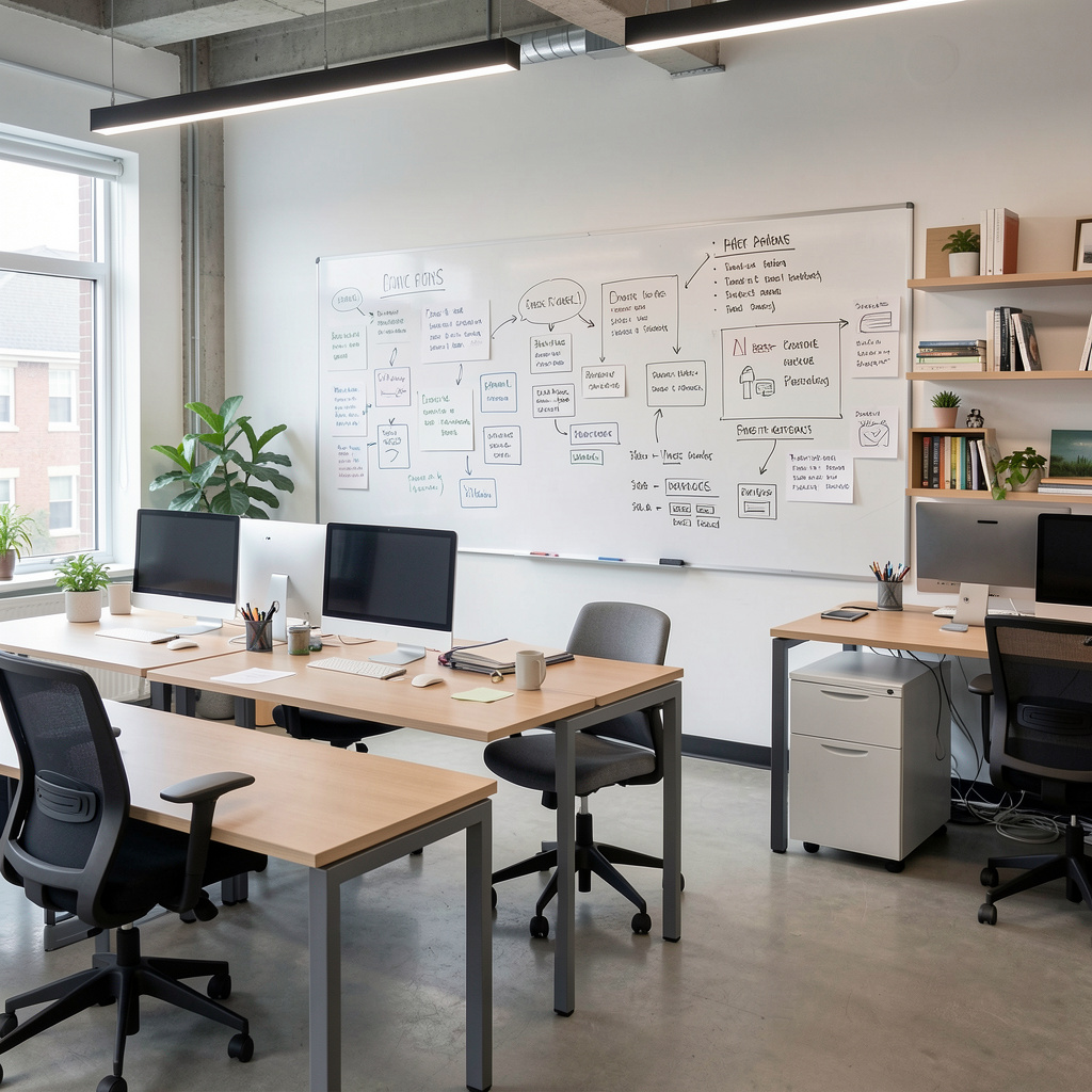Modern creative office space for content strategy planning